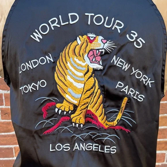 Stussy Satin Bomber Vest Embroidered Tiger Customized - Picture 3 of 7